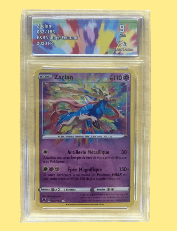 Carte Pokémon Zacian 082/185 Épée et Bouclier Voltage Éclatant gradée Collect Aura 9 Mint